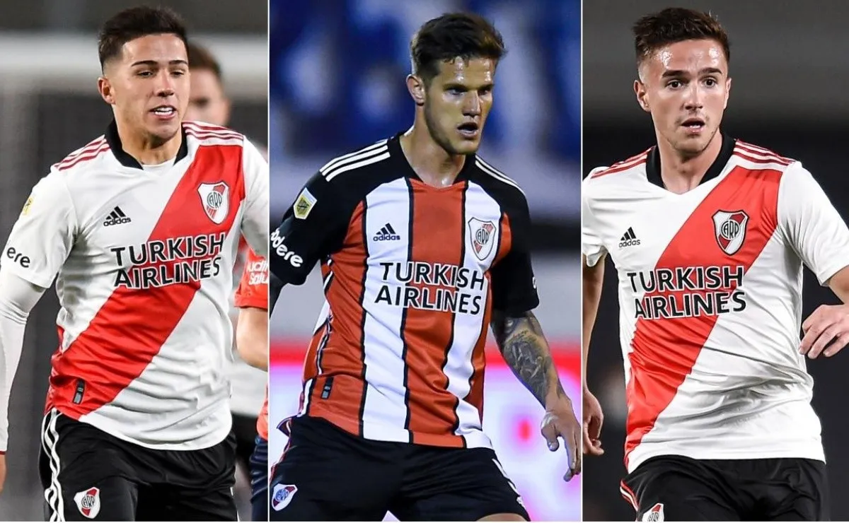 Enzo Fernández, Bruno Zuculini y Agustín Palavecino son las opciones que tiene Marcelo Gallardo para acompañar a Enzo Pérez en el mediocampo.