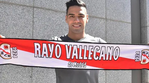 Radamel Falcao, el ex River que despertó pasión entre los hinchas del Rayo Vallecano el día de su presentación.