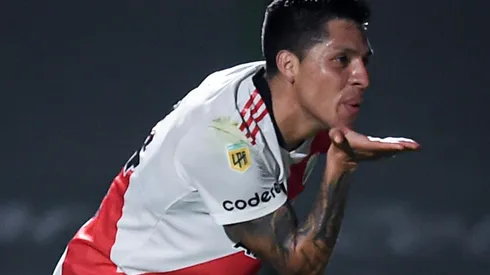 El festejo del mendocino después del gol sobre la hora para el 2-1 en Junín.