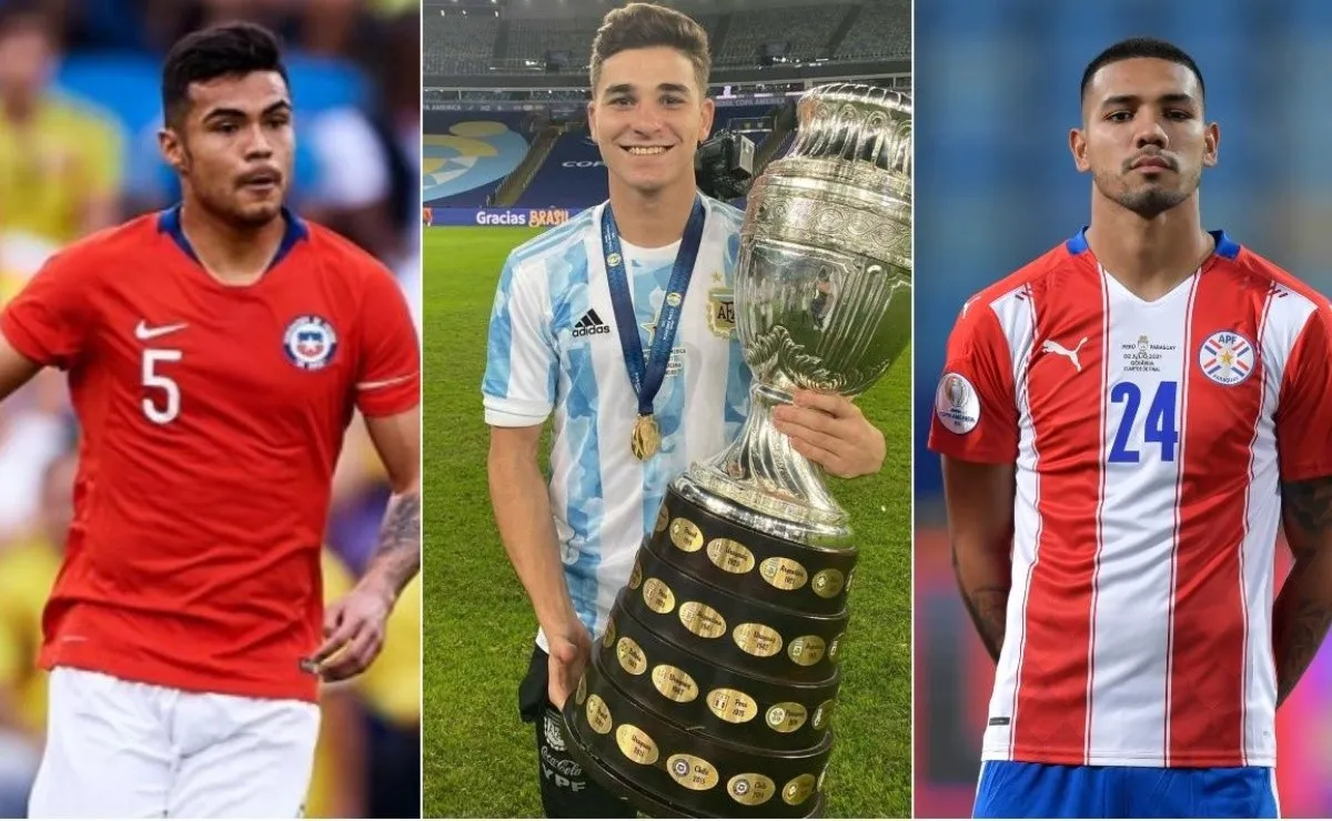 Paulo Díaz, Julián Álvarez y David Martínez, tres de los cinco convocados de River para la triple fecha de Eliminatorias Sudamericanas.