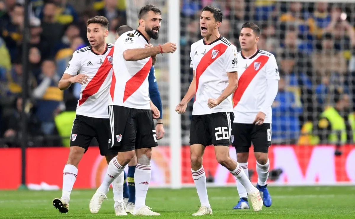 Gonzalo Montiel, Lucas Pratto, Nacho Fernández y Juanfer Quintero, todos futbolistas determinantes para el triunfo en Madrid ante Boca.