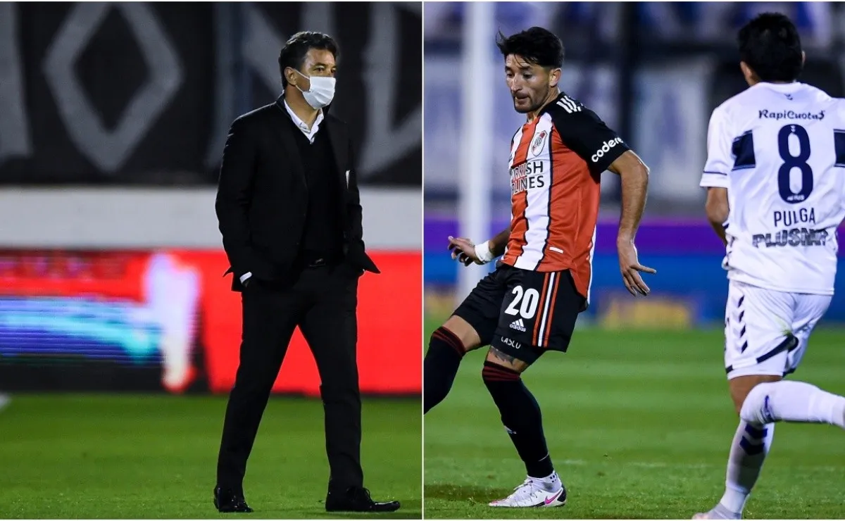 River igualó 1 a 1 ante Gimnasia por la Liga Profesional, el tanto del local llegó tras una distracción de Casco que no marcó el centro y Gallardo se lo hizo saber.