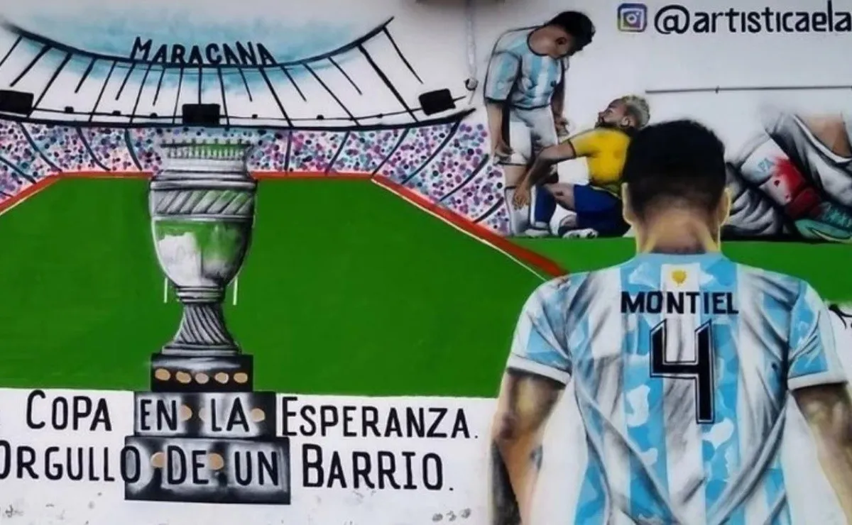 El impresionante mural dedicado a Gonzalo Montiel en su barrio de González Catán