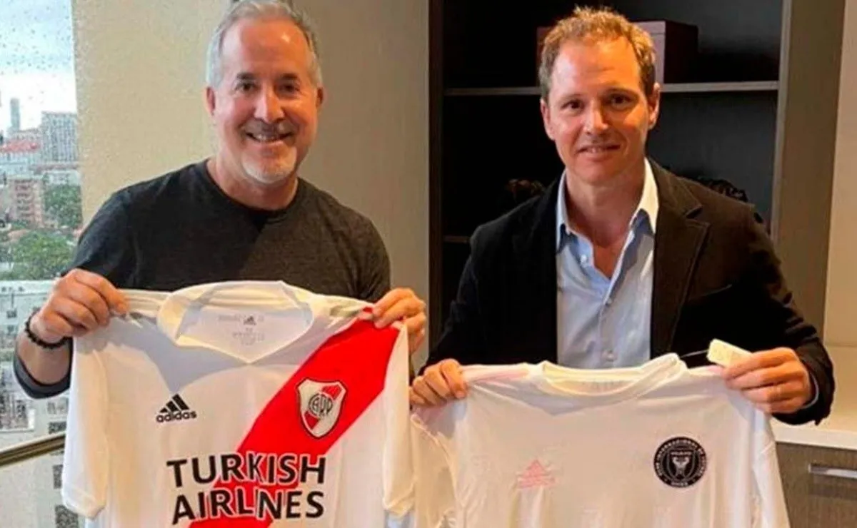 Jorge Mas, propietario y socio de Beckham junto a Jorge Brito, candidato a presidente de River en las próximas elecciones.