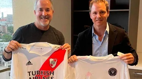 Jorge Mas, propietario y socio de Beckham junto a Jorge Brito, candidato a presidente de River en las próximas elecciones.