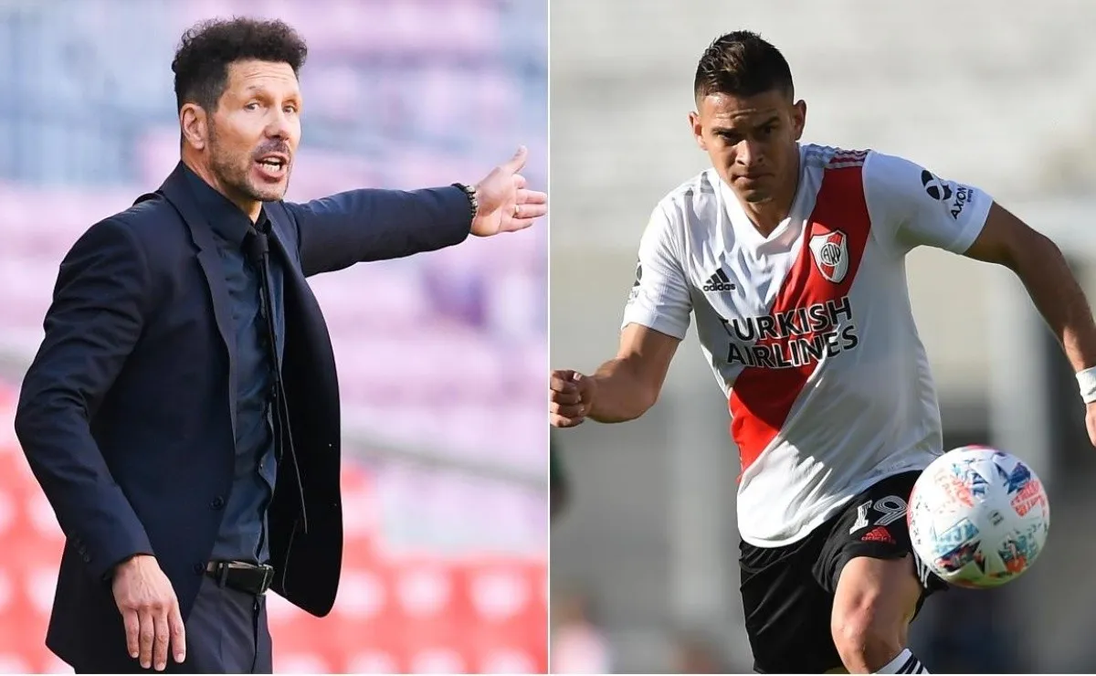 Diego Simeone, director técnico del Atlético Madrid elogió a Rafael Santos Borré y aseguró que es muy bueno lo que está haciendo el delantero colombiano en River.