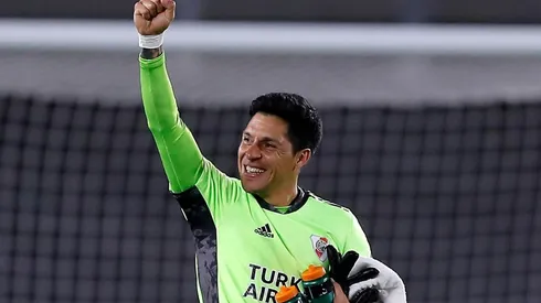 Enzo Pérez, feliz por la victoria de River