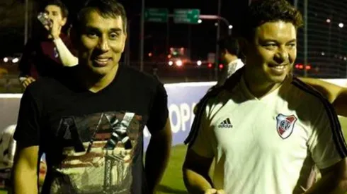 Nelson Cuevas junto a Marcelo Gallardo en Paraguay. Pipino y el Muñeco compartieron plantel en River y se hicieron grandes amigos.