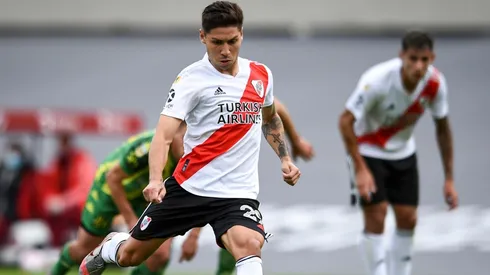 El lateral derecho marcó el primer gol de la tarde en el Monumental.