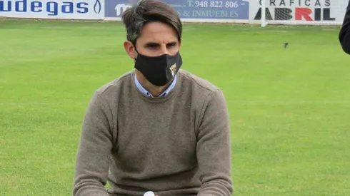 Guillermo Pereyra en la presentación en su nuevo cargo como director deportivo del Tudelano.
