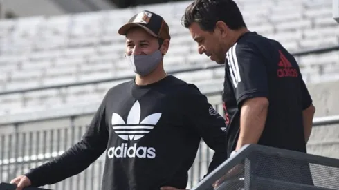 Rodrigo Mora visitó el Estadio Monumental y dialogó con Gallardo