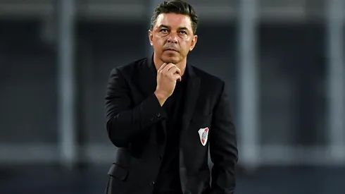 El técnico de River brindó una conferencia de prensa en el River Camp.