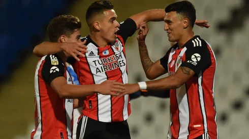 Alvarez, Borré y Suárez, los protagonistas de la goleada ante Godoy Cruz.