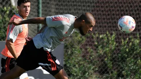 Marcelo Gallardo probó el equipo para el superclásico del próximo domingo en la Bombonera y lo incluyó a Maidana como último hombre.