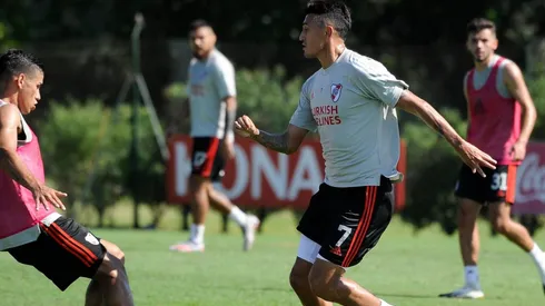 Marcelo Gallardo trabaja pensando en el partido ante Platense por la tercera fecha de la Copa de la Liga Profesional. Alex Vigo podría ingresar por Montiel que tiene mononucleosis.