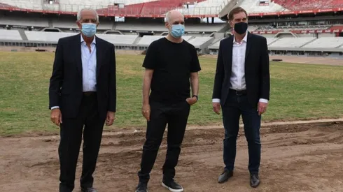 D'Onofrio junto a Horacio Rodríguez Larreta y Diego Santilli en el Estadio Monumental que será un punto del plan Detectar en la Ciudad de Buenos Aires.