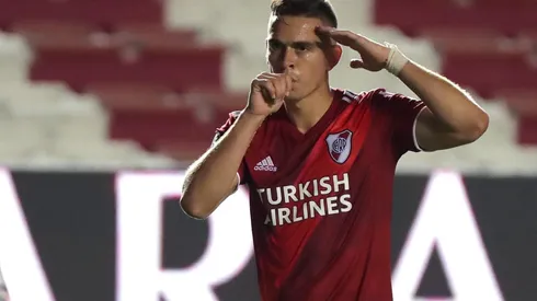 Rafael Santos Borré convirtió tres goles ante Nacional en la revancha de los cuartos de final de la Copa Libertadores y rompió la sequía de siete partidos sin marcar.