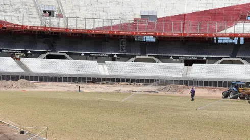 River mostró a través de sus redes sociales el estado actual del campo de juego. Además detalló cómo quedará la obra una vez finalizada.