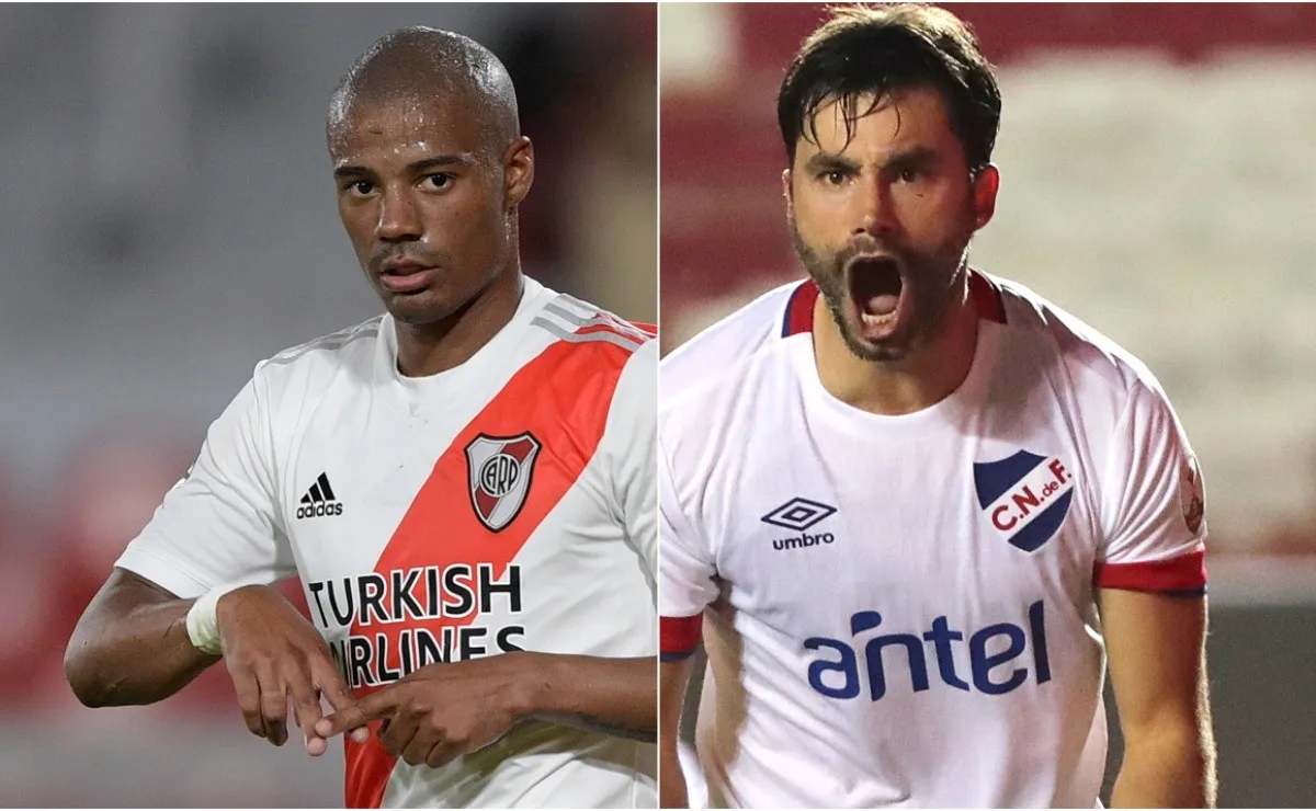 De La Cruz, autor del gol de la clasificación de River. Yacob, uno de los argentinos de Nacional.
