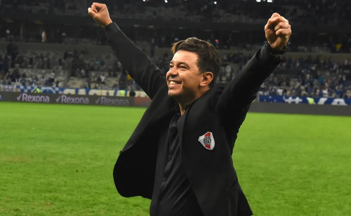 Marcelo Gallardo y su festejo en Brasil luego de la clasificación frente a Cruzeiro en el año 2019