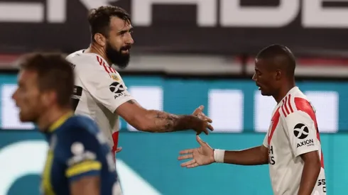 Pratto y De La Cruz, los goleadores de River en el triunfo parcial frente a Rosario Central.