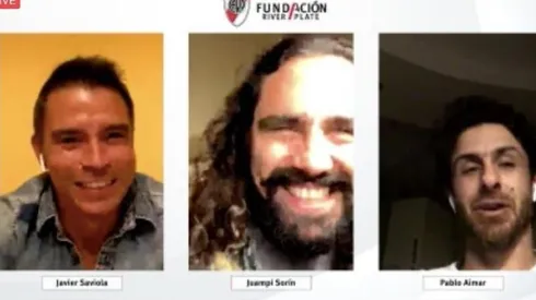 Juan Pablo Sorín, Pablo Aimar y Javier Saviola, en una charla virtual solidaria