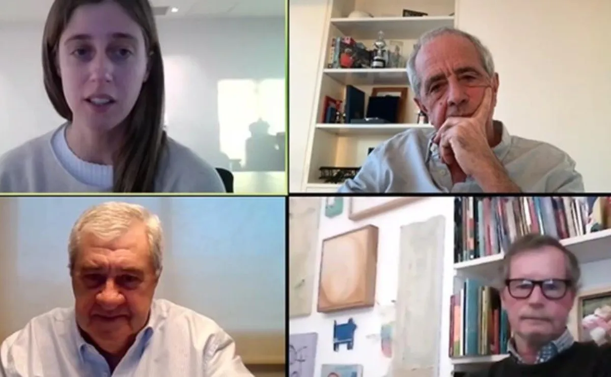 María Migliore, Rodolfo D'Onofrio, Juan Carr y Jorge Ameal, durante la charla virtual.