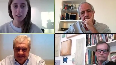 María Migliore, Rodolfo D'Onofrio, Juan Carr y Jorge Ameal, durante la charla virtual.