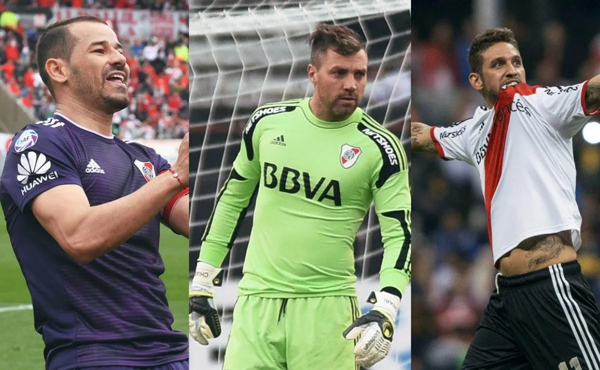 Los tres futbolistas que estuvieron en el primer plantel de Gallardo y hoy están retirados.