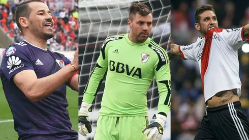 Los tres futbolistas que estuvieron en el primer plantel de Gallardo y hoy están retirados.