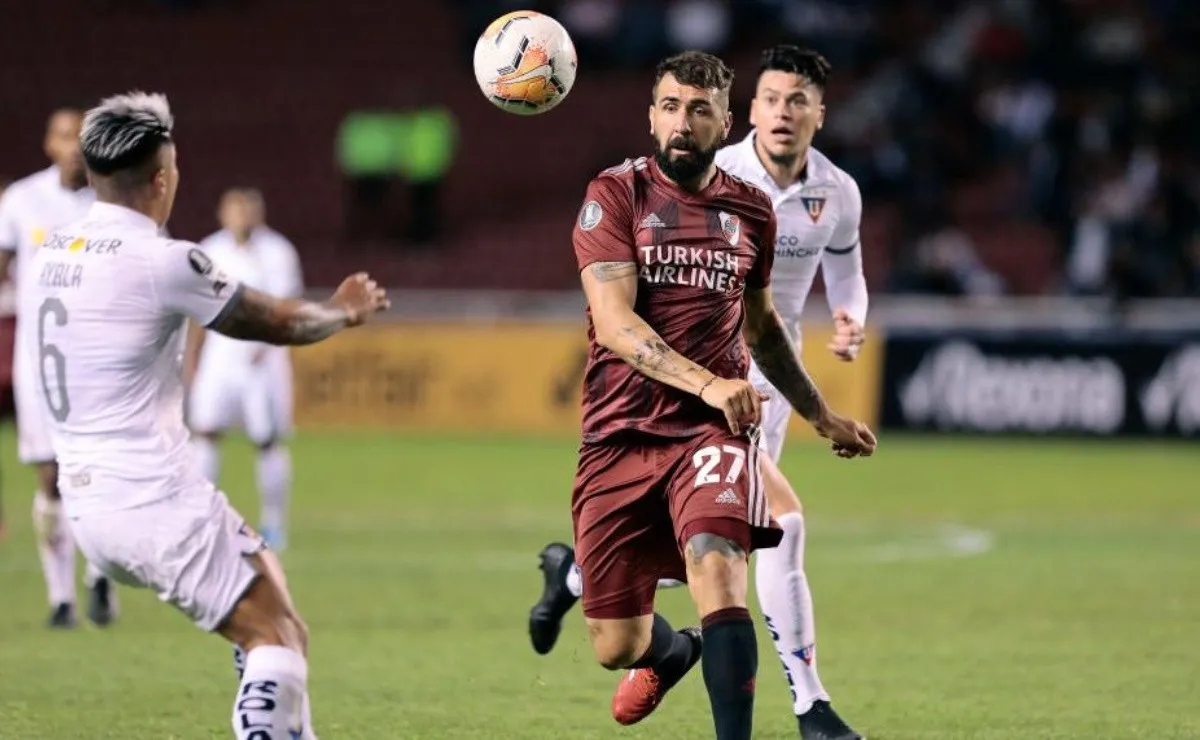 Lucas Pratto en la noche del debut de River en la Libertadores actual frente a la LIga