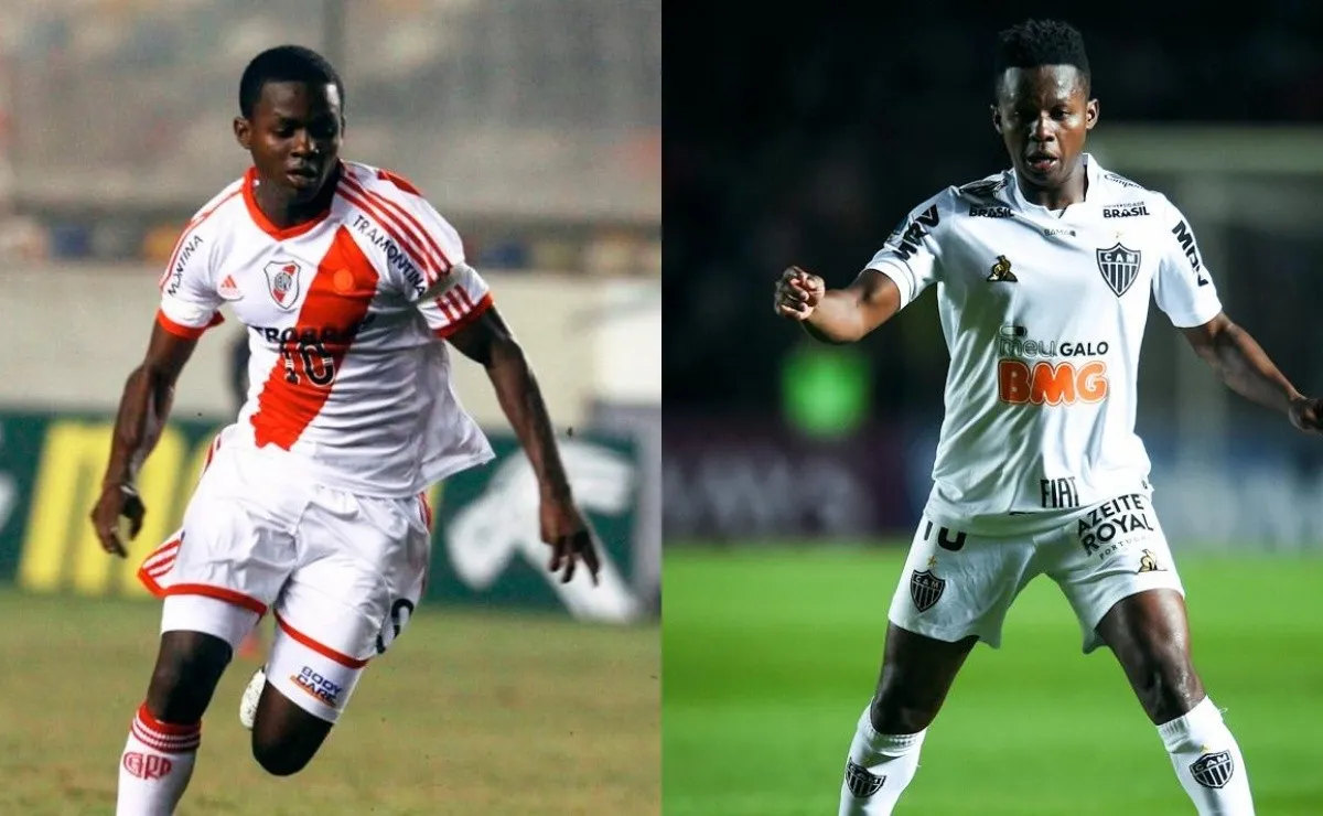 El ecuatoriano durante su pasado por River y su presente con el club galo.