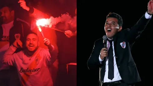 Gallardo y el momento inolvidable en el que cantó a la par de los hinchas: "River, River yo te quiero". (FOTOS: Getty)