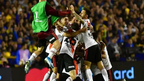 Postal de los festejos de River en la Bombonera, cuando se clasificó a la final de la Libertadores pasada