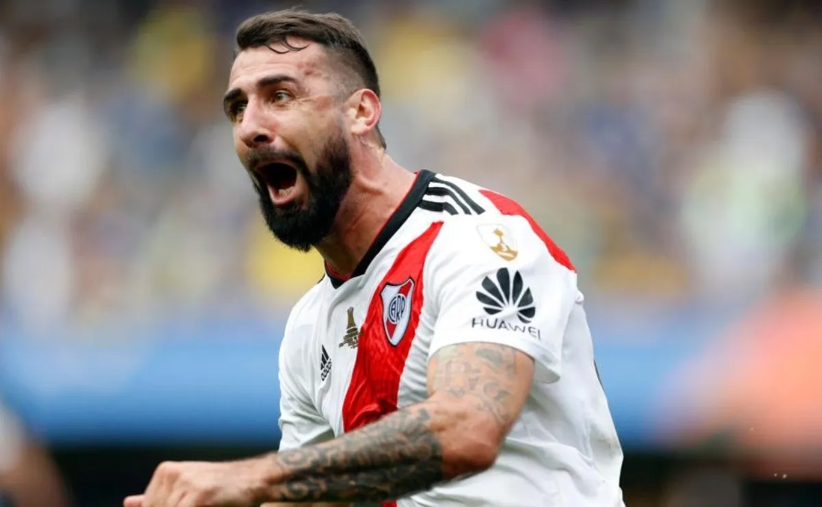 El festejo del gol del Oso en la Bombonera, durante la final del 2018