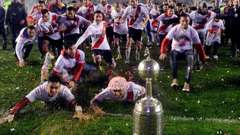 Los jugadores festejando la Copa Libertadores 2015.