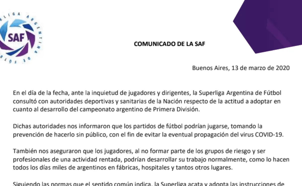 La Superliga anuncia que River será castigado