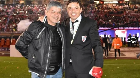 Máximo y Marcelo Gallardo, juntos en el Monumental.
