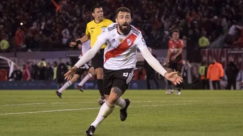 El festejo del Oso en su último gol en River hasta el momento