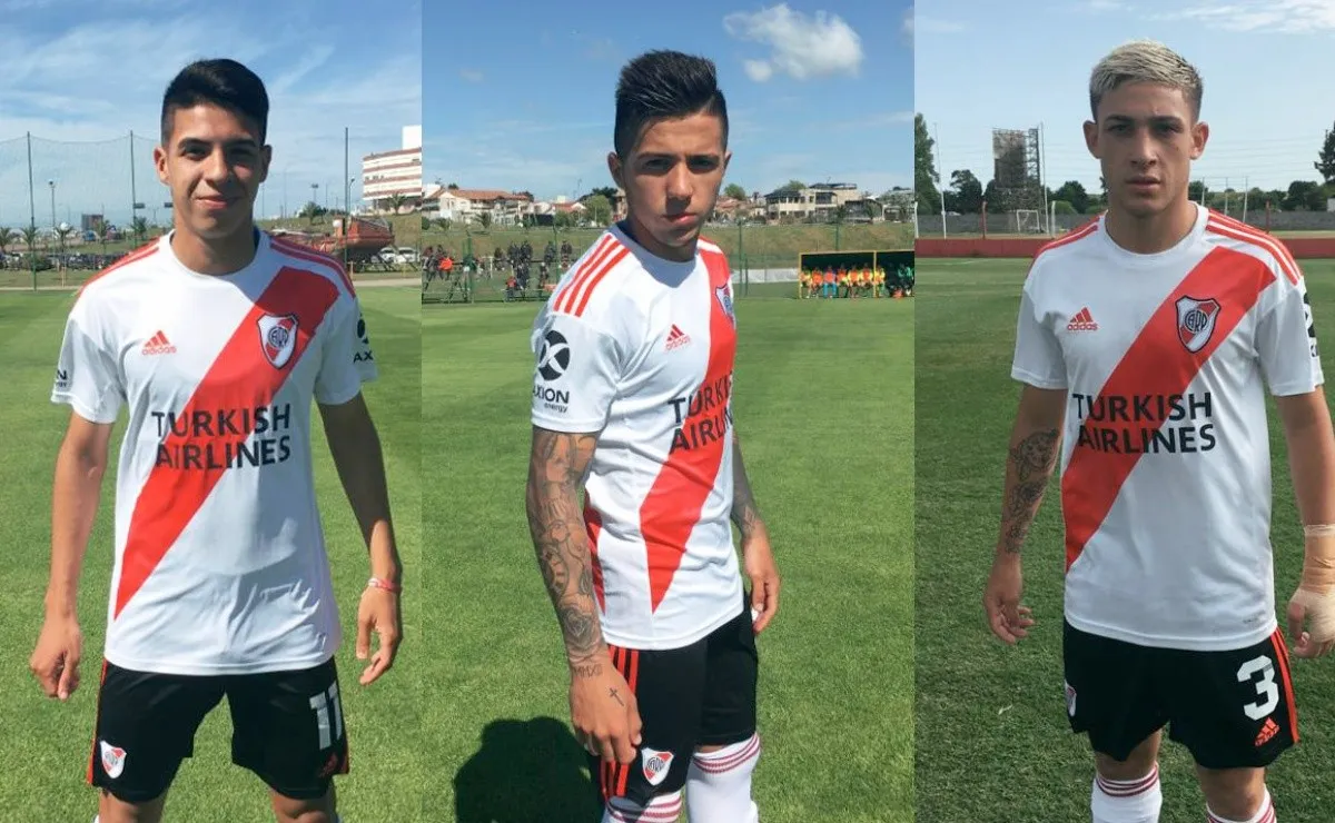 Tomás Galván, Enzo Fernández y Santiago Montiel, tres de los juveniles que están cerca de firmar contrato. (FOTOS: LPM)