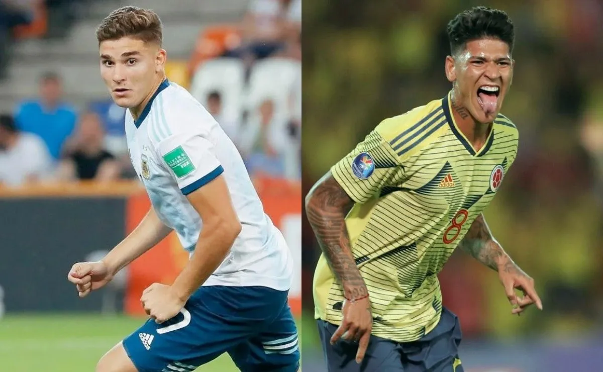 Álvarez y Carrascal, jugadores de River que están disputando el Preolímpico Sub-23.