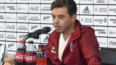 Gallardo en la conferencia de prensa que tuvo lugar en Ezeiza.