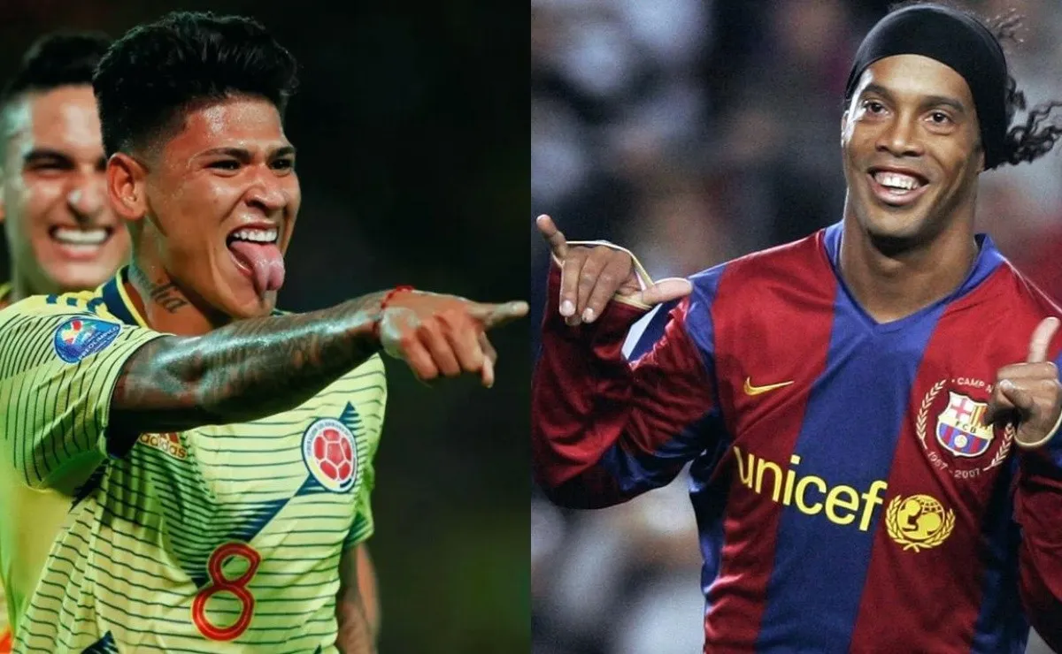 Carrascal intenta imitar a Ronaldinho.