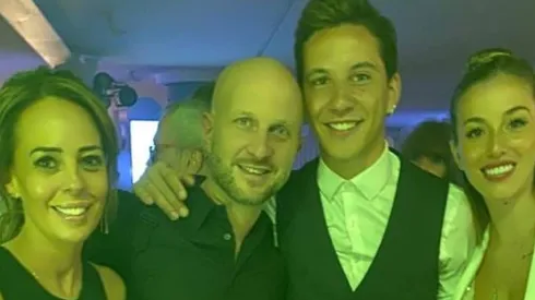 Driussi, junto a su esposa y a Hernán Berman, su representante.