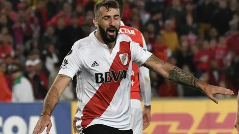 El festejo del gol de Pratto, en el último antecedente de River jugando en la altura