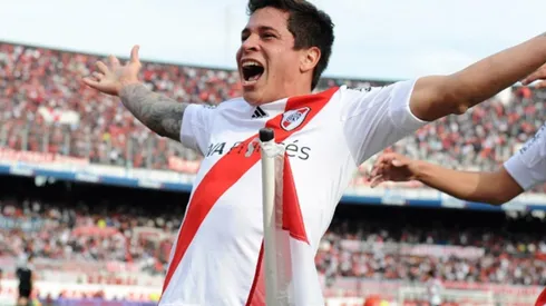 Iturbe gritando un gol en el Monumental, en 2013.