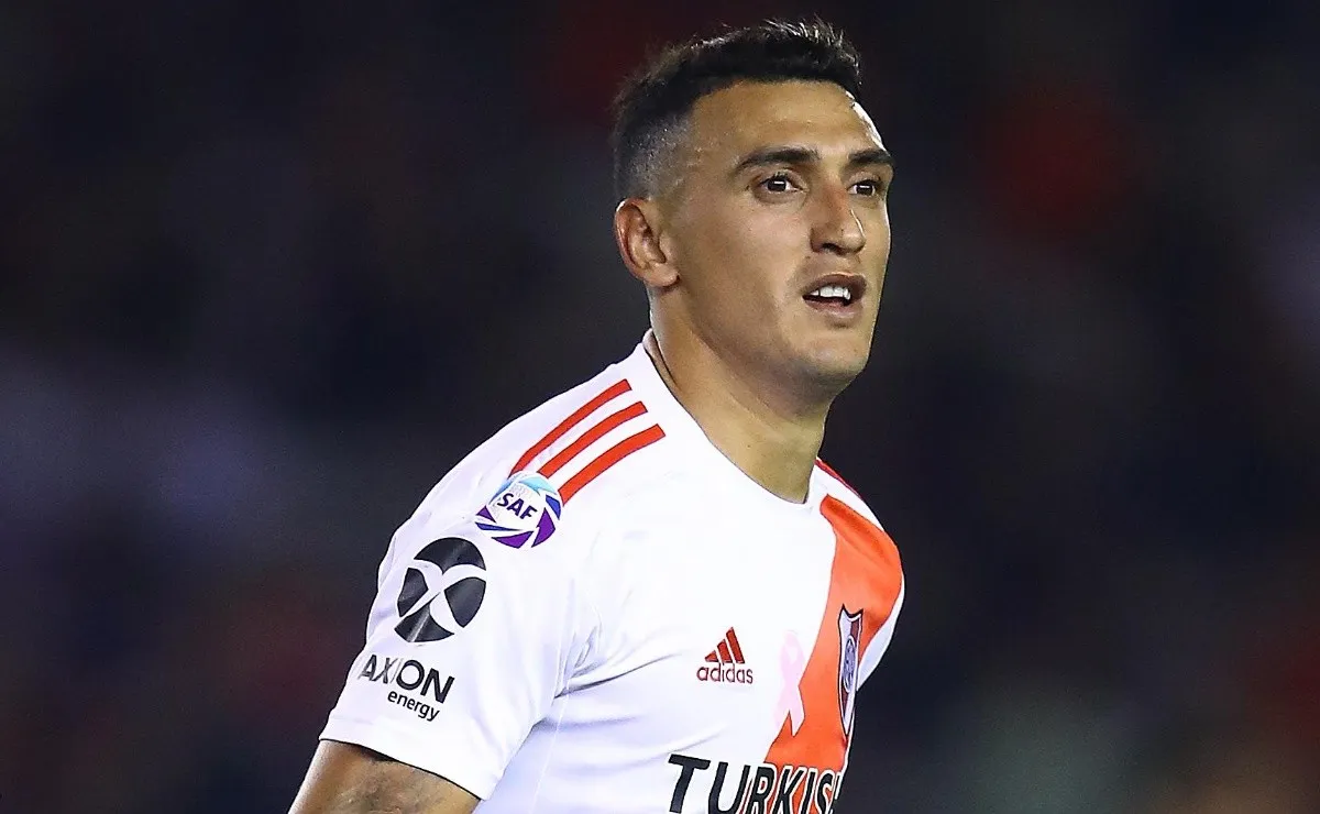 Matías Suárez debutó en River el 30 de enero de 2019, cuando marcó un gol en el 4-0 sobre Godoy Cruz. (FOTO: Getty)
