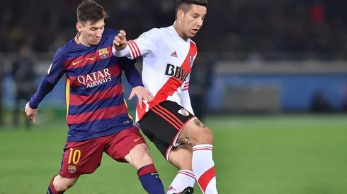Messi enfrentando a River en el Mundial de Clubes 2015.