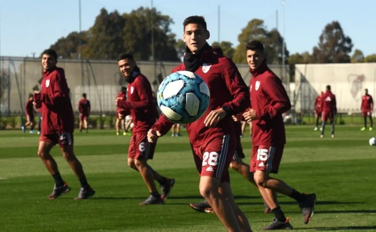 Los jugadores de River, en el predio de Ezeiza.