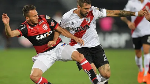 Lucas Pratto, en el empate por 2-2 entre River y Flamengo en 2018.